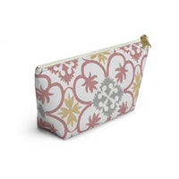 Portugal Tile Accessory Pouch w T-bottom in Pink